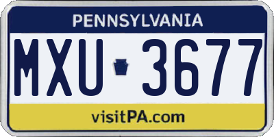 PA license plate MXU3677