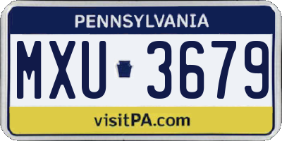 PA license plate MXU3679