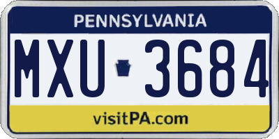 PA license plate MXU3684