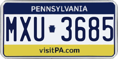PA license plate MXU3685