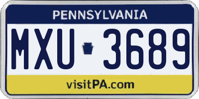 PA license plate MXU3689