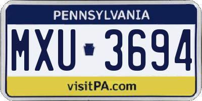 PA license plate MXU3694