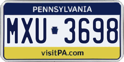 PA license plate MXU3698
