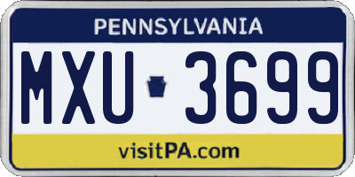 PA license plate MXU3699
