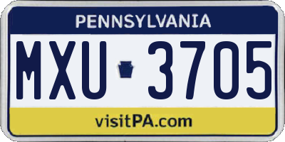 PA license plate MXU3705