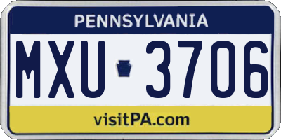PA license plate MXU3706