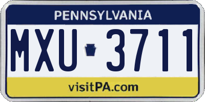 PA license plate MXU3711