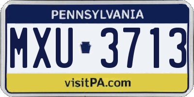 PA license plate MXU3713