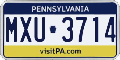 PA license plate MXU3714