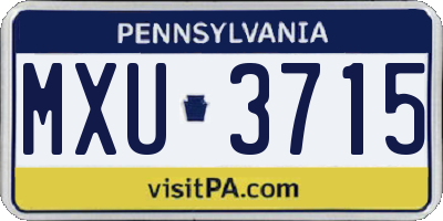 PA license plate MXU3715