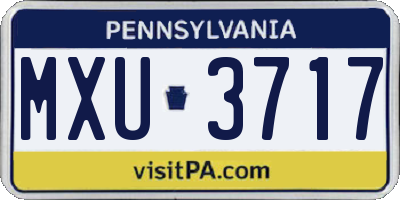 PA license plate MXU3717