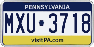 PA license plate MXU3718