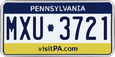 PA license plate MXU3721
