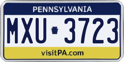 PA license plate MXU3723