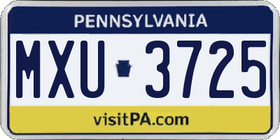 PA license plate MXU3725