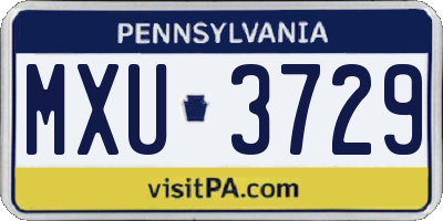 PA license plate MXU3729