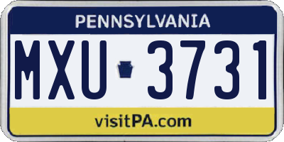 PA license plate MXU3731