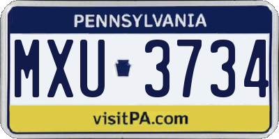 PA license plate MXU3734