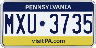 PA license plate MXU3735