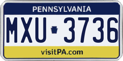 PA license plate MXU3736