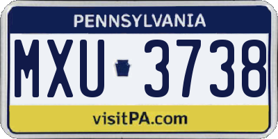 PA license plate MXU3738