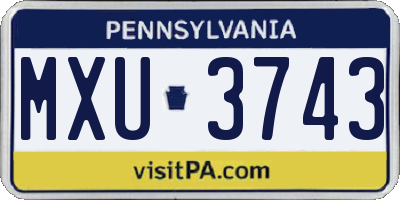 PA license plate MXU3743
