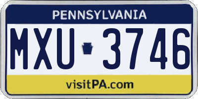 PA license plate MXU3746