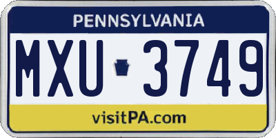 PA license plate MXU3749