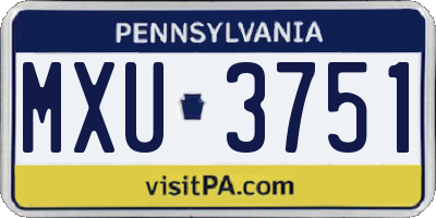 PA license plate MXU3751