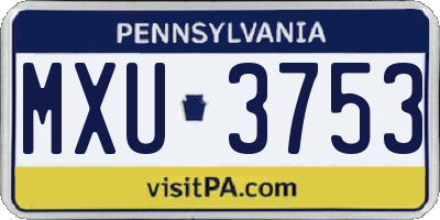 PA license plate MXU3753