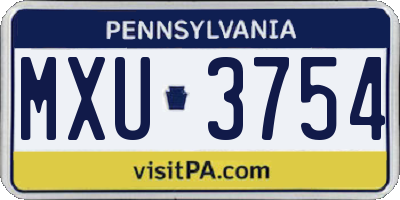 PA license plate MXU3754