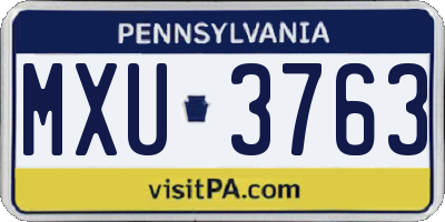 PA license plate MXU3763