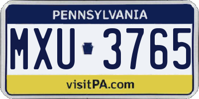 PA license plate MXU3765