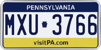PA license plate MXU3766