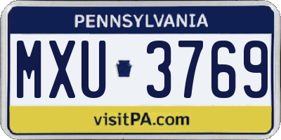 PA license plate MXU3769