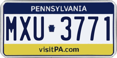 PA license plate MXU3771