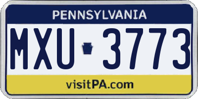 PA license plate MXU3773