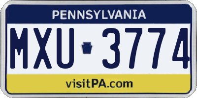 PA license plate MXU3774