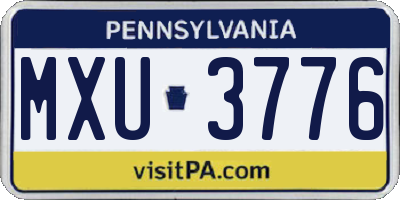 PA license plate MXU3776