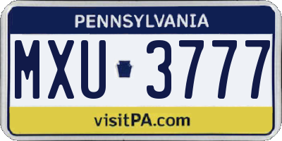PA license plate MXU3777