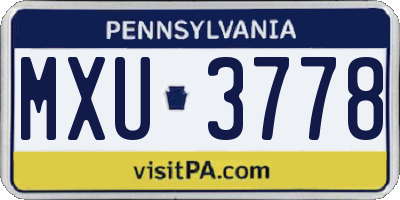 PA license plate MXU3778