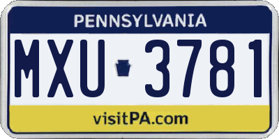 PA license plate MXU3781