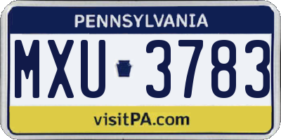 PA license plate MXU3783