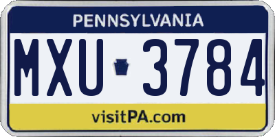 PA license plate MXU3784