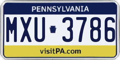 PA license plate MXU3786