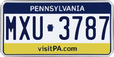 PA license plate MXU3787