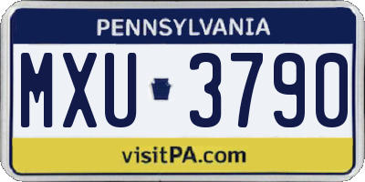 PA license plate MXU3790