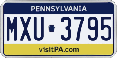 PA license plate MXU3795