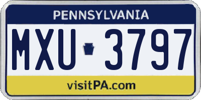 PA license plate MXU3797