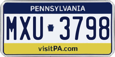 PA license plate MXU3798